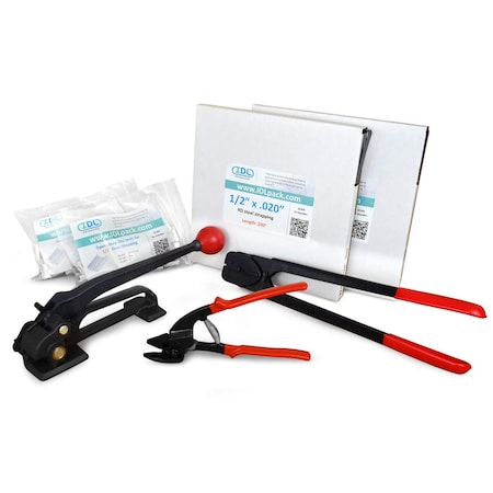 Idl Packaging 1/2" Basic Steel Strapping Kit, 400 Ft. Tensioner/Sealer/Cutter B.SSK.12.400